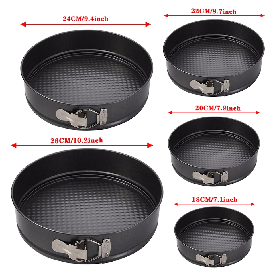 image 1 of Living and Home Set of 5 Non-Stick Round Springform Cake Pans with Removable Bottoms | Black