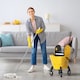 image 2 of HOMCOM Mop Bucket with Wringer Set on Wheels for Floor Cleaning, 26 Litre Down Press Wringer with Handle and Mop, Yellow