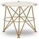 image 2 of Interiors by Premier Stylish Angular Accent Table, Gold Finish Round Table, Bedside Table With Marble Top, Metallic Table Gold