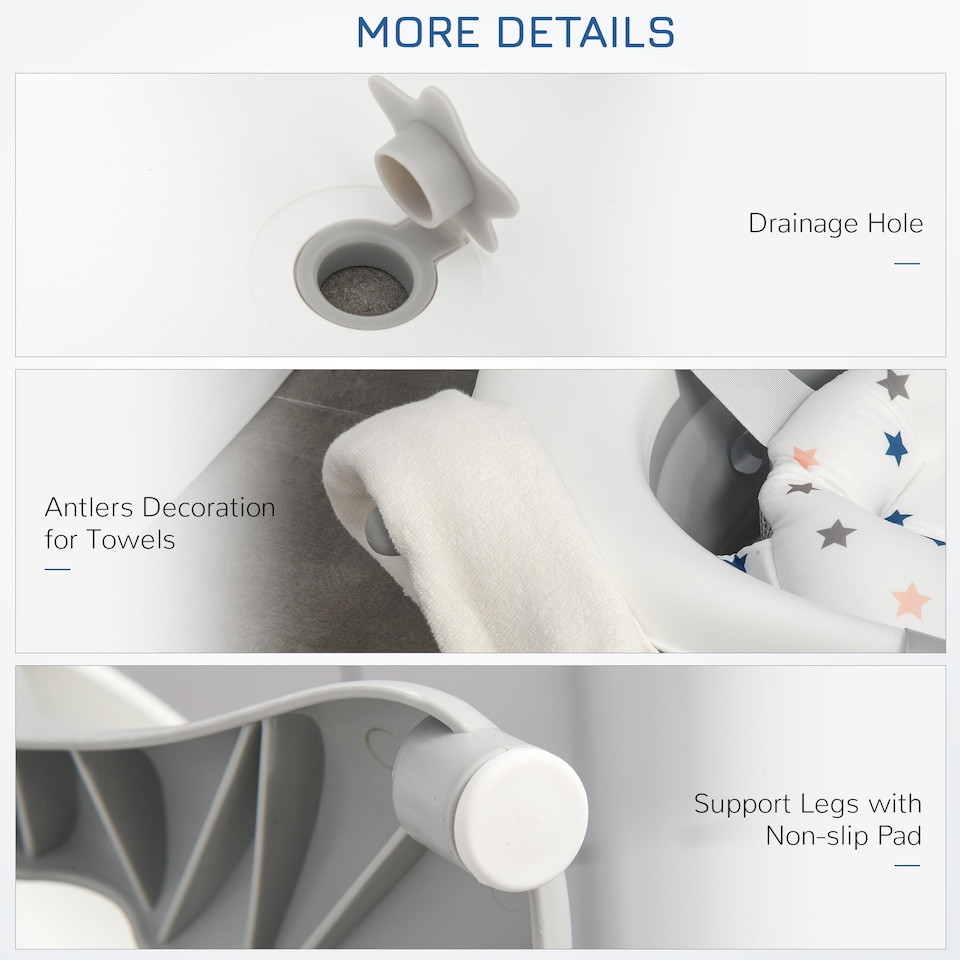 image 1 of HOMCOM Foldable Baby Bath Tub Ergonomic with Temperature-Induced Water Plug