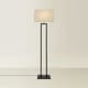 image 3 of ValueLights Gloria Black Double Stem Metal Floor Lamp with Rectangular Lamp Shade | Black
