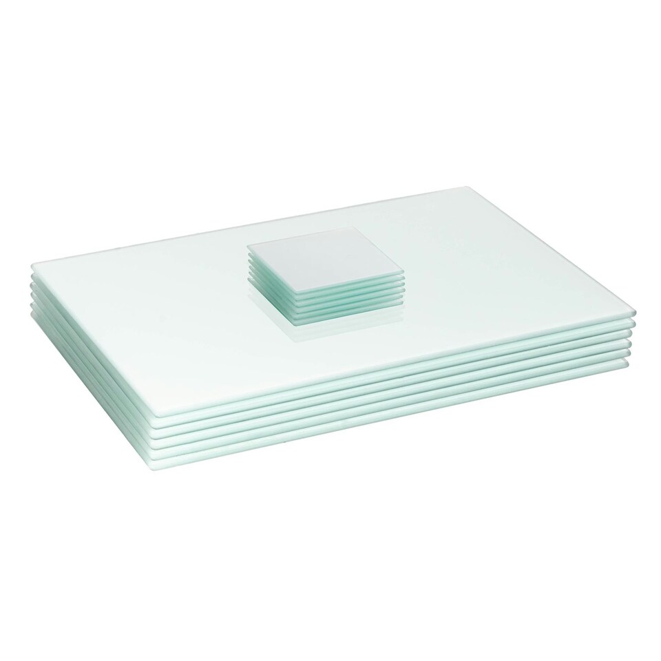 image 1 of Harbour Housewares White Glass Table Set - 40 x 30cm - 12 Piece Placemats & Coasters White
