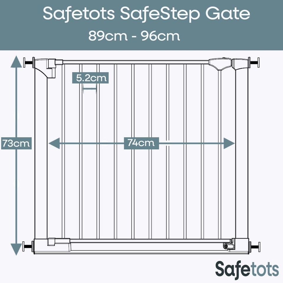 image 1 of Safetots SafeStep Gate, Black, 89cm - 96cm, Extra Low Walkthough, 74cm Extra Wide Doorway, One Piece Extra Wide Baby Gate
