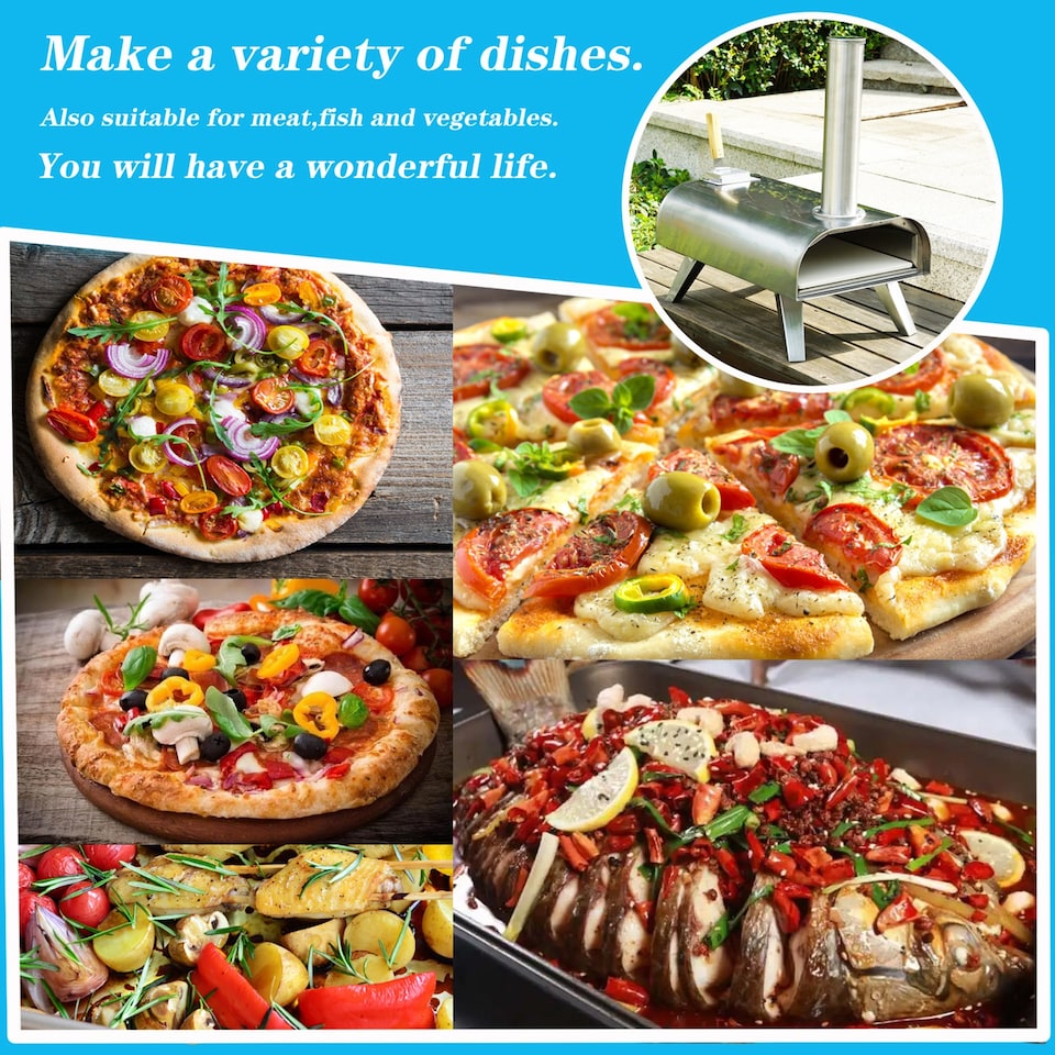 image 1 of Gr8 Garden Pizza Oven Portable 12 inch Wood Pellet BBQ Stainless Steel Outdoor Grill Cooker