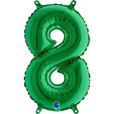 Number 8 Green Air Fill Foil Balloon 35cm / 14 in