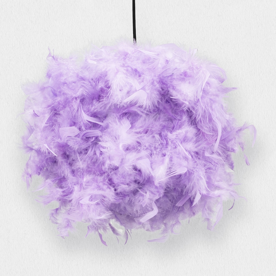 image 1 of Eye-Catching and Modern Small Lilac Feather Decorated Pendant Lighting Shade | Purple