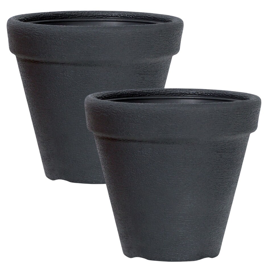 image 1 of Set of 2 Classic Plastic Plant Pot 400mm | Black | 1