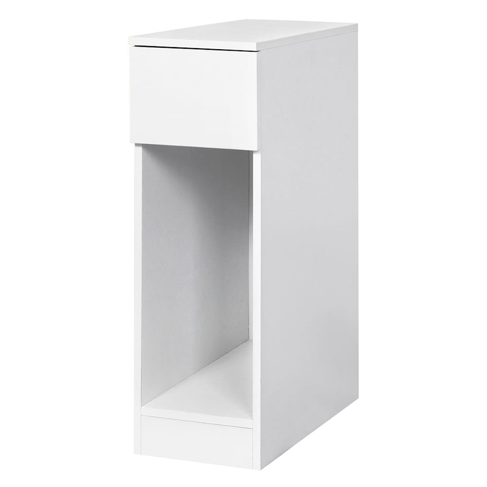 image 1 of Levede Bedside Table Cabinet  Narrow Slim Side Cabinet White Drawer Open Shelf