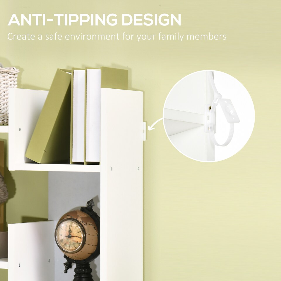 image 1 of HOMCOM 6-Tier Bookshelf, Modern Bookcase with 11 Open Shelves, Freestanding Decorative Storage Shelving for Home Office and Study, White