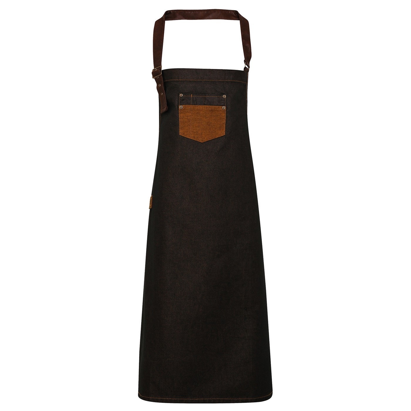 Premier Division Bibbed Apron Black Black/Tan Denim One Size 1