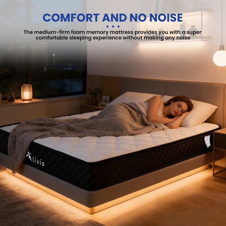 image 1 of Alivio Double Size 7-Zone Hybrid Mattress, Pocket Sprung & Memory Foam Orthopaedic Support