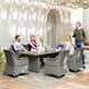 image 2 of Outsunny 6 Seater Rattan Dining Set with Glass Top Table and Cushions, Grey