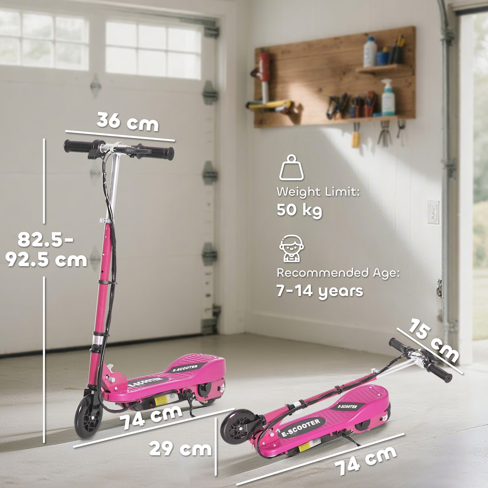 image 1 of HOMCOM Foldable Electric Kids Scooter, for Ages 7-14 Years | Pink