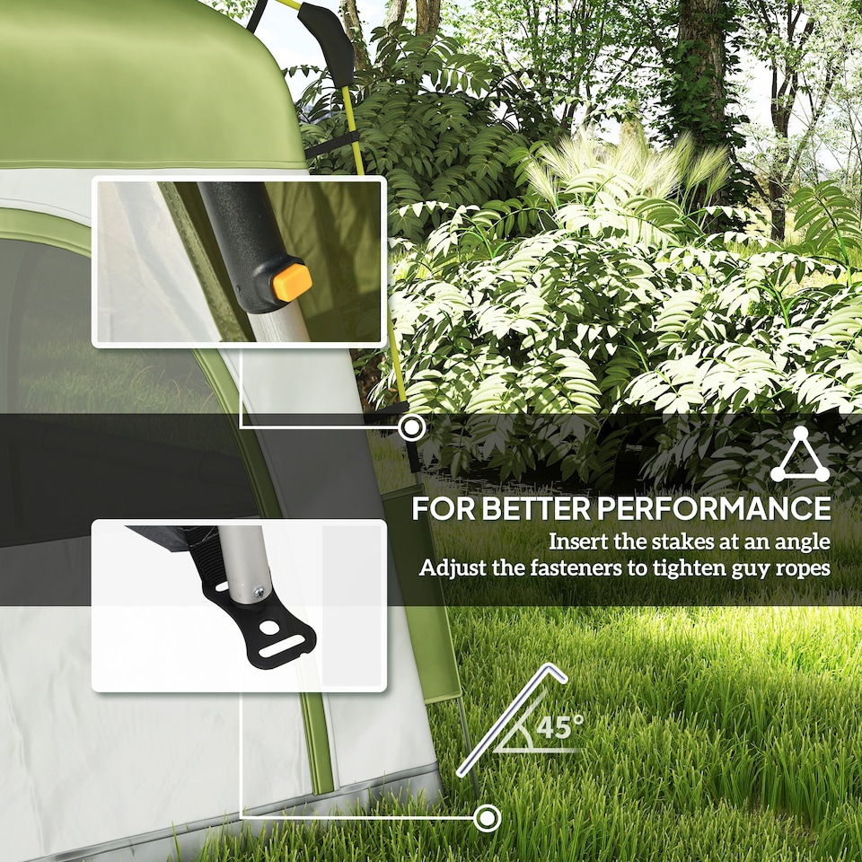 image 1 of Outsunny 4 Man Pop Up Tent Camping Backpacking Dome Tent, Green