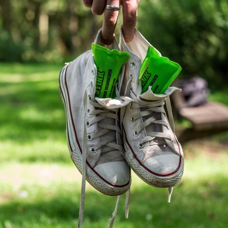image 1 of No Stink Sports Shoe Deodorisers, Bamboo Charcoal Lime Scent Pair (15 x 5.5 cm). | Multi | Green | 15cm x 5.5cm