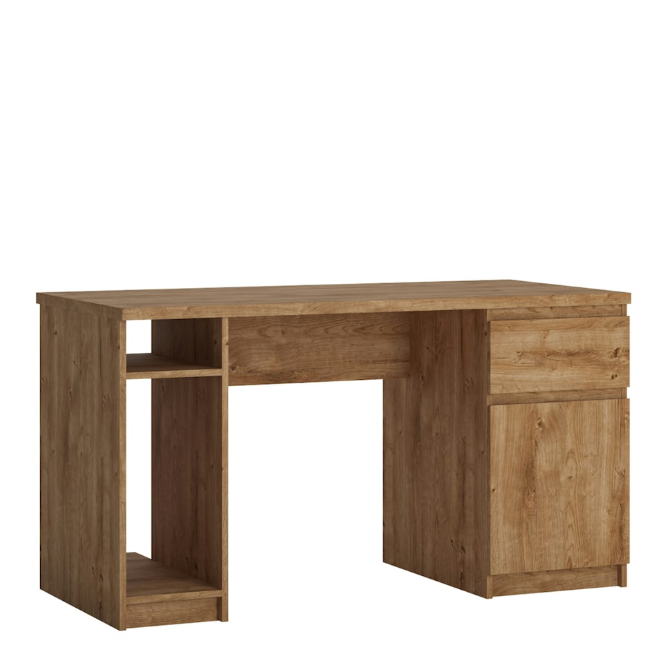 image 1 of Fribo 1 Door 1 Drawer Twin Pedestal Desk in Oak