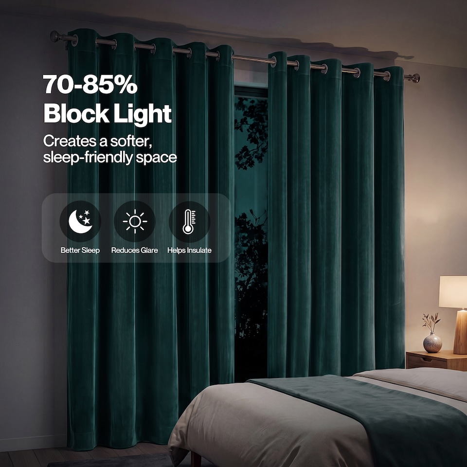image 1 of Marlow Velvet Blackout Eyelet Curtains with Tie Backs for Home