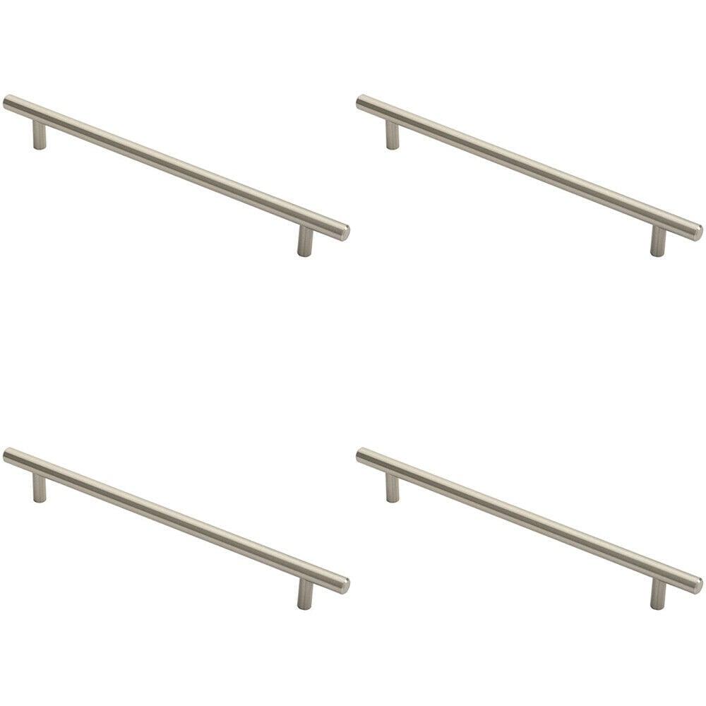 Loops 4x Round T Bar Cabinet Pull Handle 284 x 12mm 224mm Fixing Centres Satin Nickel in Metallics