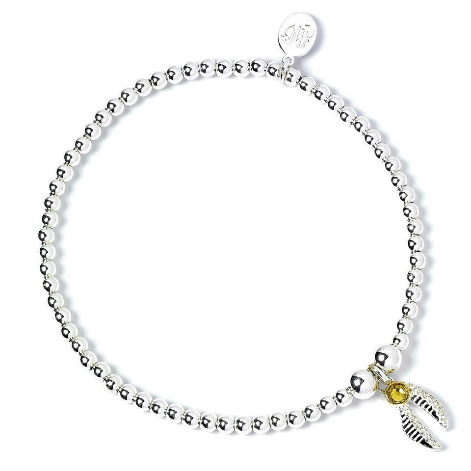 image 1 of Harry Potter Ball Bead Bracelet with Golden Snitch Charm & Crystal elements BHPSB004