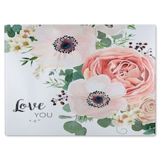 Garden Flower Pink Peach Rose White Anemone Glass Chopping Board | Multi