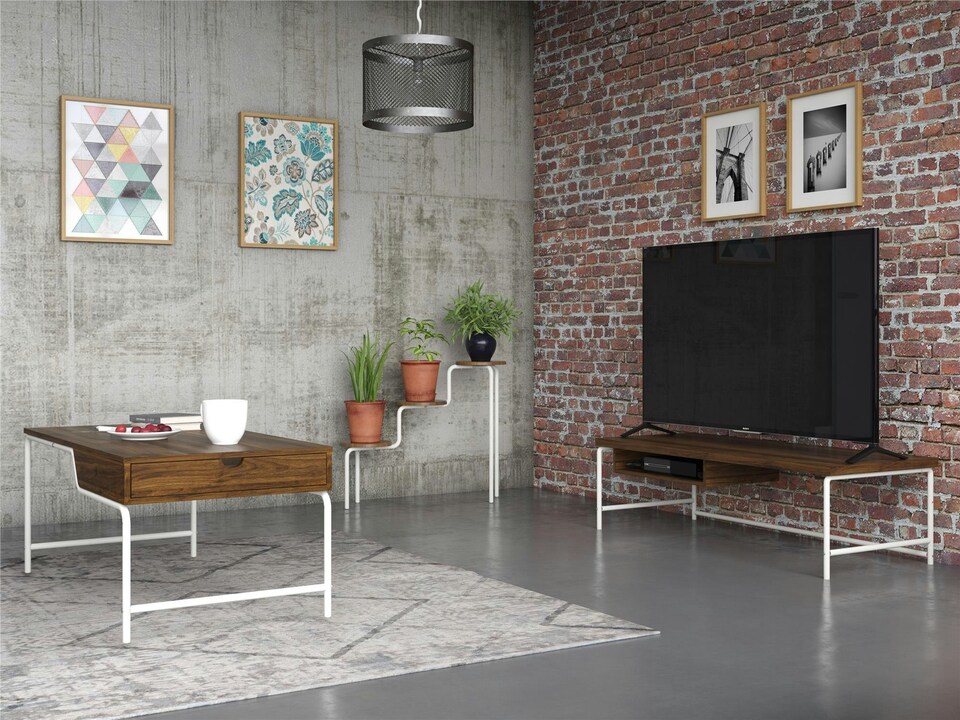 image 1 of Webster Plant Stand with 3 Shelves White/Walnut | Brown | WALNUT