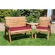 image 1 of Wooden 3 Seat Angled Companion Set With 1 x Bench Cushion Burgundy ,1 x Chair Cushion Burgundy & 1 x Fitted Cover