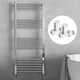 image 1 of Polished Chrome 1400 x 500mm Heated Bathroom Towel Rail Warmer Ladder Radiator with Straight Manual Valves Pair