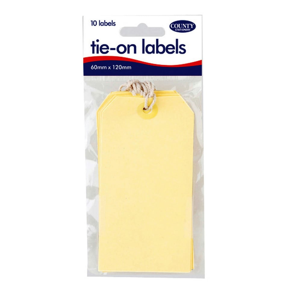 image 1 of County Stationery Tie On Parcel Labels (12 Packs Of 10) - Yellow - One Size