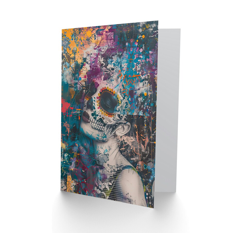 image 1 of Day Dead Woman Portrait Beauty Skull Him Her Birthday Card