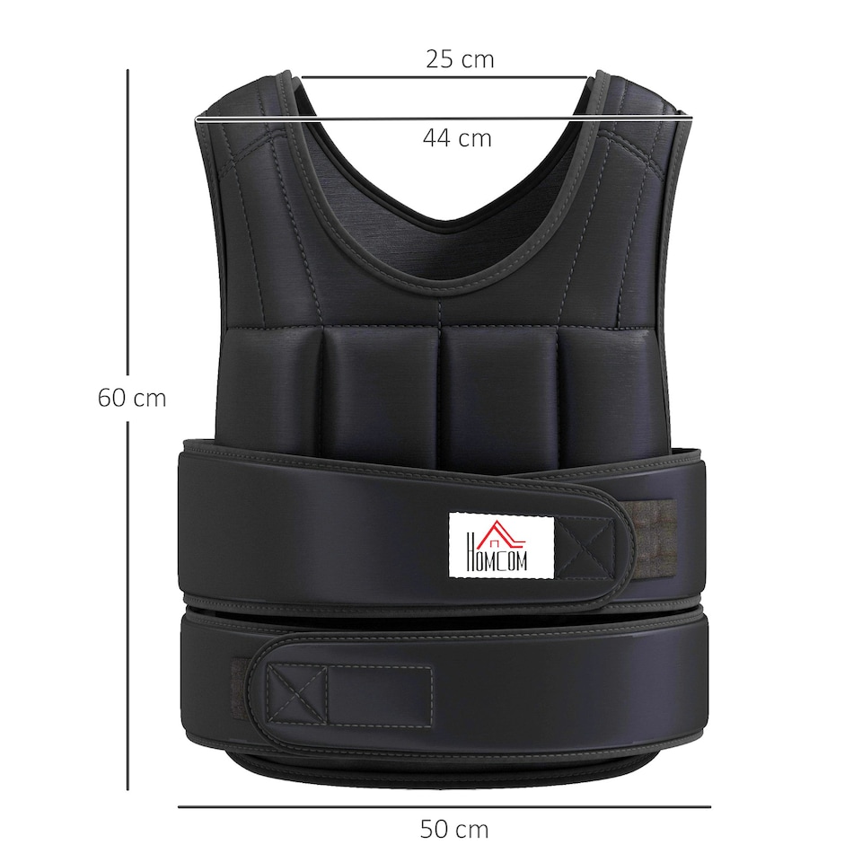 image 1 of HOMCOM 10KGS Adjustable Weight Vest Running Gym Training Weight Loss, Black | Black