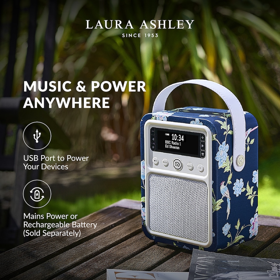 image 1 of Laura Ashley Portable DAB Radio Alarm Clock - VQ Monty DAB+, FM Digital Radios with Bluetooth