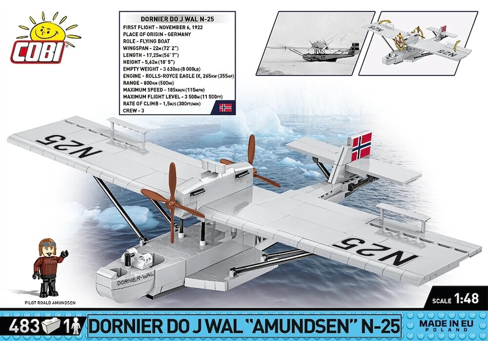 image 1 of Cobi 1384 Historical Collection  Dornier Do J Wal "Amundsen" N25 483 pcs