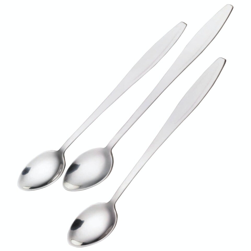 image 1 of KitchenCraft Ice Cream Soda Spoons Silver Stainless Steel Set of 3