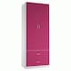image 1 of White 2-Door 2-Drawer Wardrobe. Pink | Accent Colour: Pink