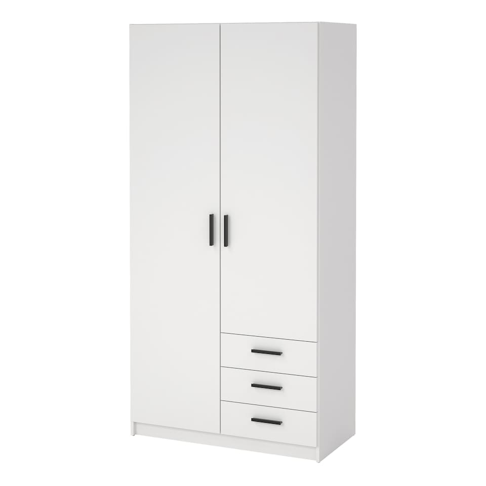 image 1 of Sprint Wardrobe with 2 Doors + 3 Drawers in White
