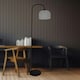image 3 of Francine - Black Arched Floor Lamp with Frosted Glass Shade Black | White