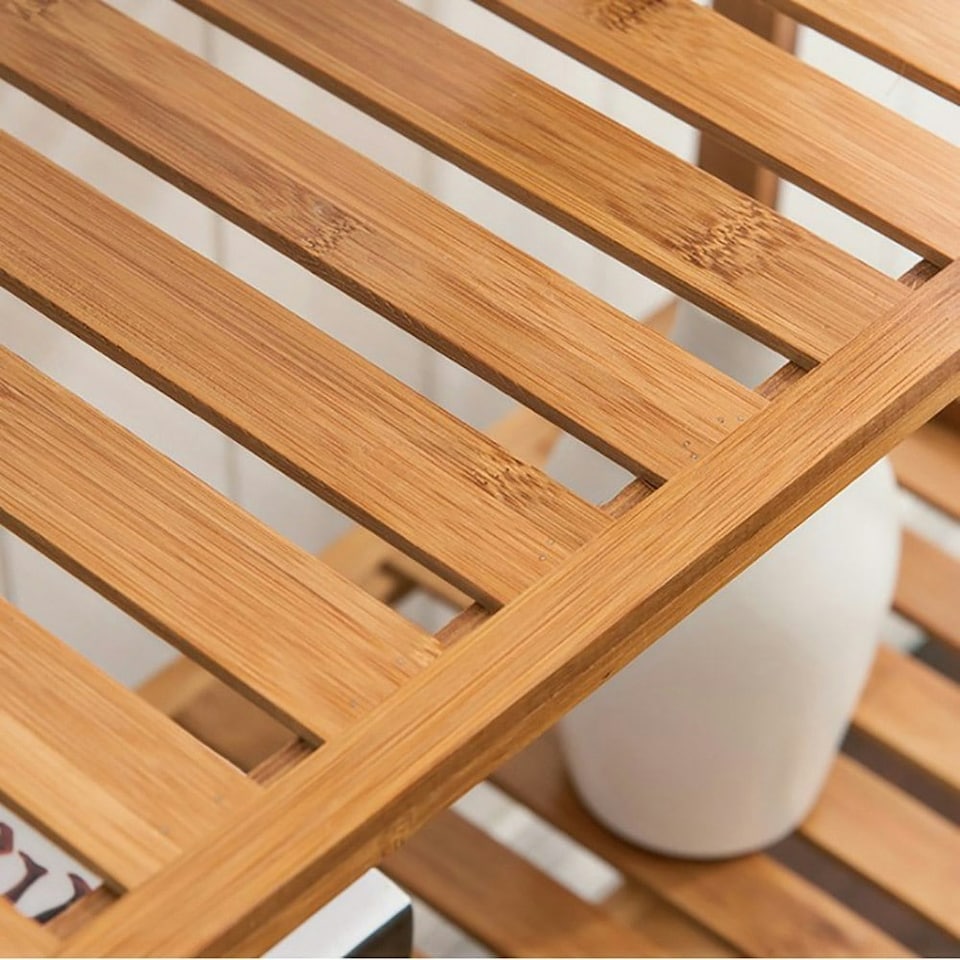 image 1 of Living and Home 5 Tier Bamboo Wood Storage Shelf Rack-50cm W x 25cm D x 128cm H