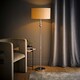 image 3 of ValueLights Marissa Natural Fabric Shade with Chrome Stacked Ball Floor Lamp | Cream