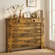 image 2 of HOMCOM Radiator Cover with Drawer, Horizontal Slat, 111cm, Rustic Brown