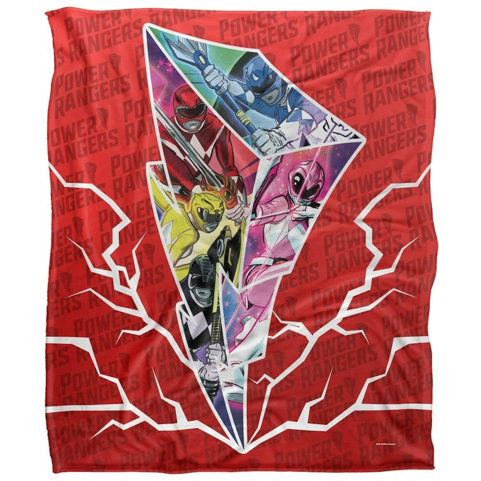 image 1 of Power Rangers Lightning Bolt Blanket - Multicoloured - One Size