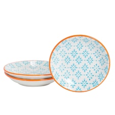 Nicola Spring Hand-Printed Sauce Dishes - 10cm - Blue - Pack of 3 Blue