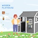 image 3 of Outsunny Wooden Wendy House for Kids with Floor, for Gardens, Patios - Grey
