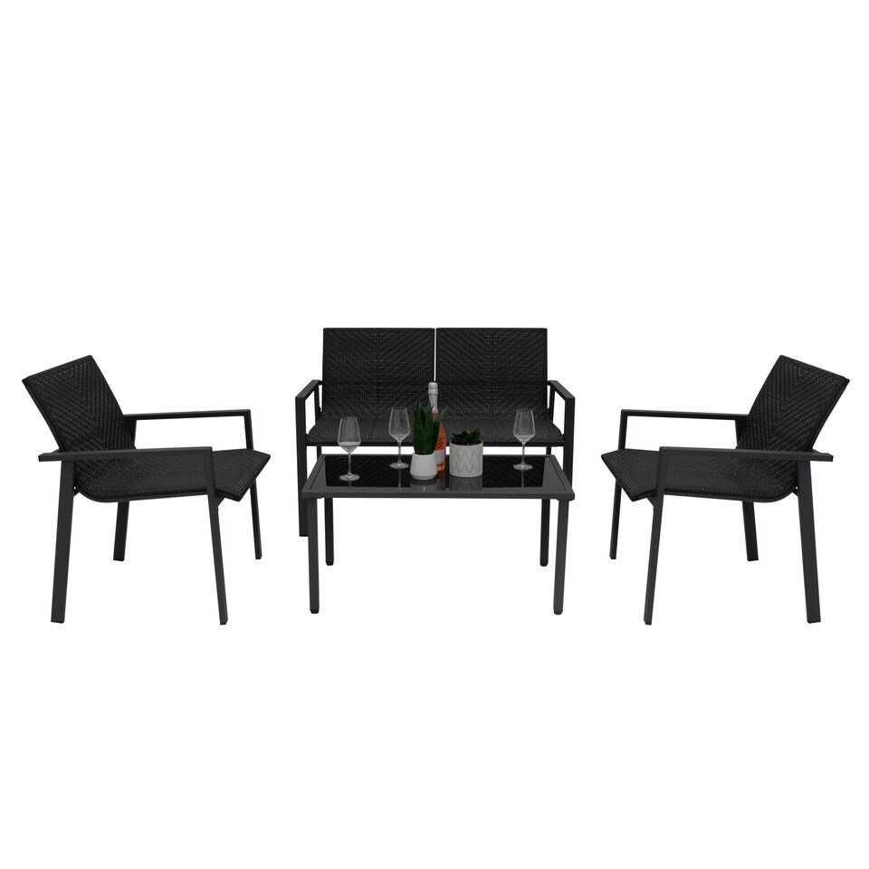 image 1 of Rattan Patio Furniture Set - Black