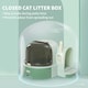 image 5 of PawHut 2 In 1 Cat Litter Tray w/ Drawer Pans, Scoop, Openable Cover - Green