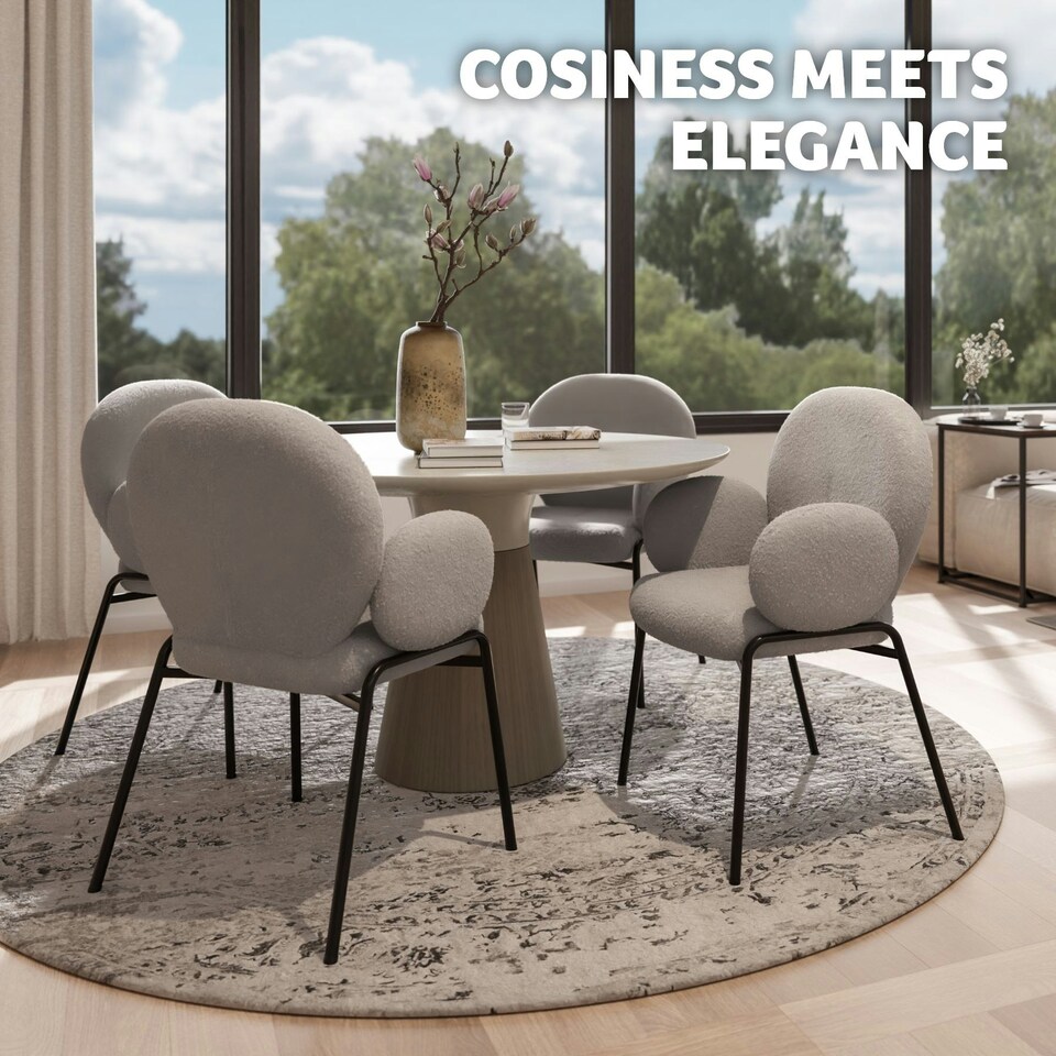 image 1 of Dining Chair - Boucle cover, plush padding, high backrest - per piece Grey | Light Grey