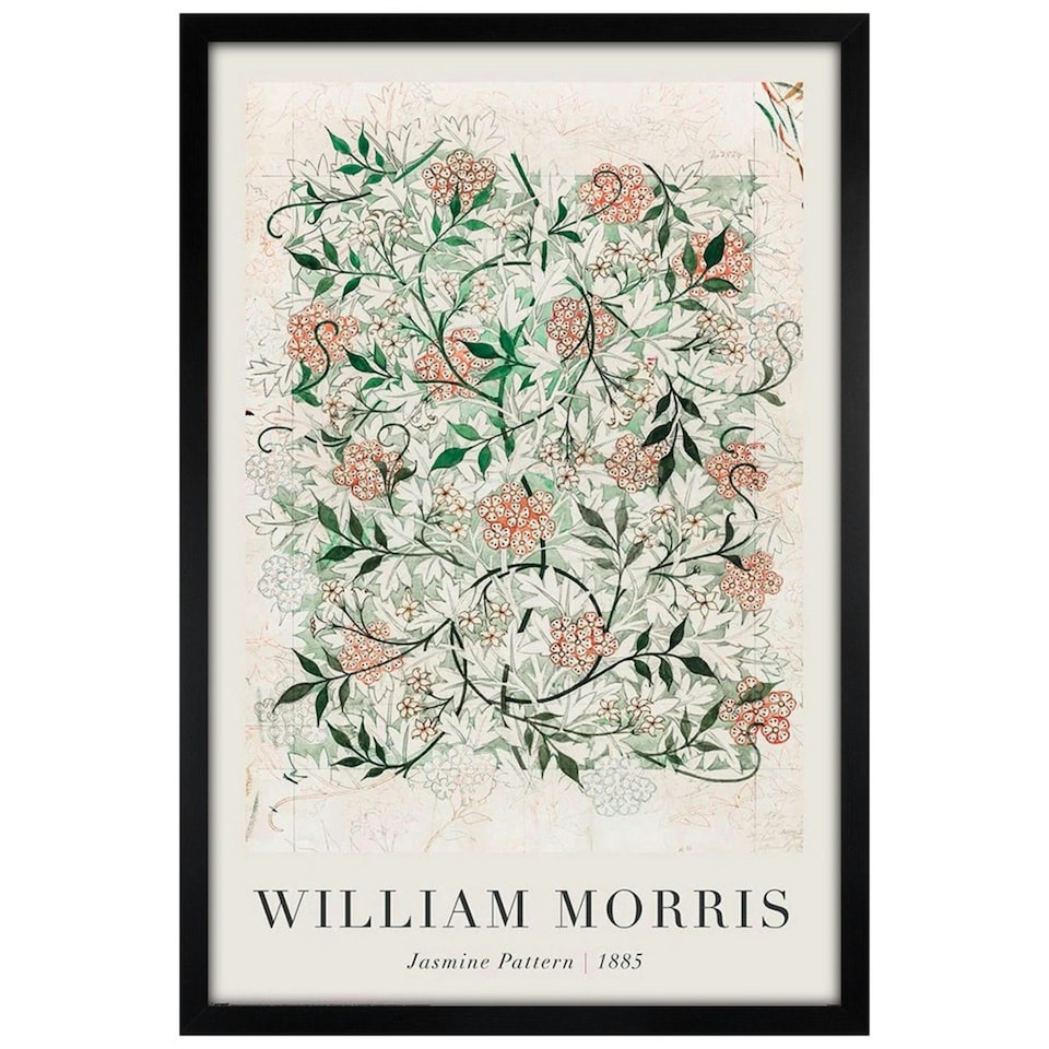 image 1 of Black Wooden Framed William Morris Jasmine In Progress Maxi Poster