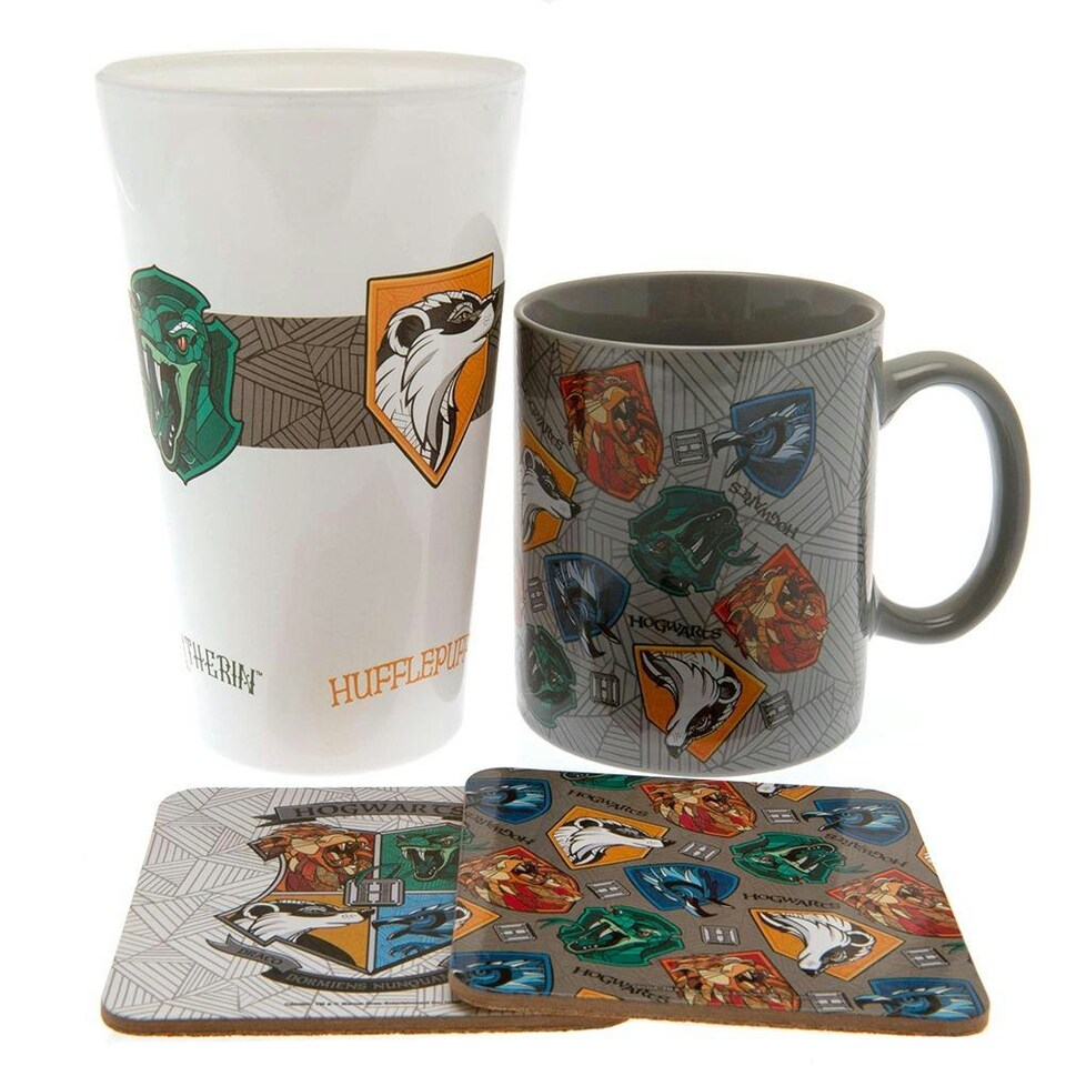 Harry Potter Magical Glass Hogwarts Houses Gift Set - White/Grey/Brown - One Size