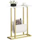 image 1 of HOMCOM Narrow Side Table, End Table with Magazine Holder for Small Spaces | White | White