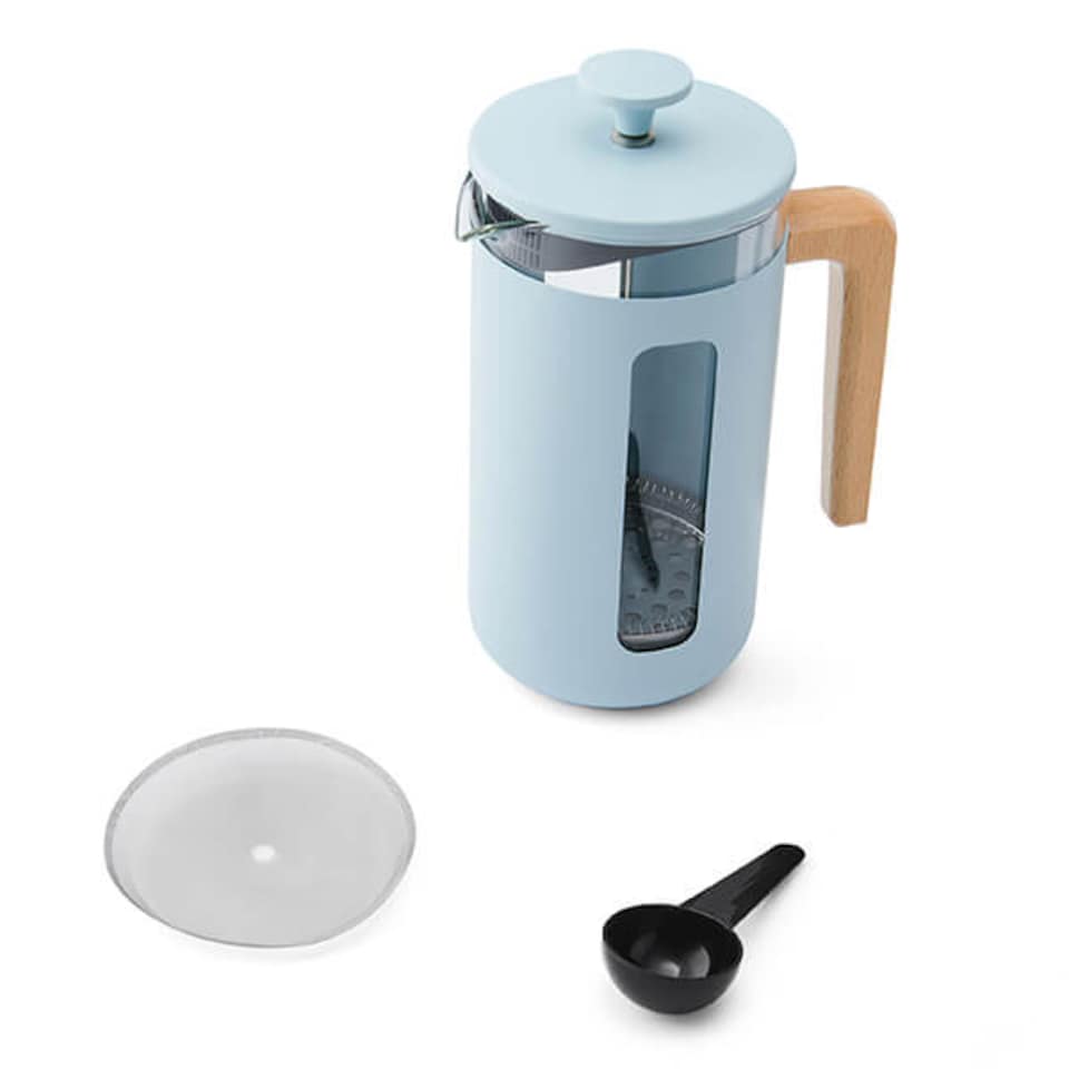 image 1 of La Cafetiere Pisa 8 Cup Cafetiere Sky Blue with Wood Handle