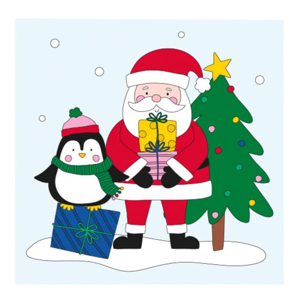 Santa Claus & Penguin Christmas Gel Window Sticker